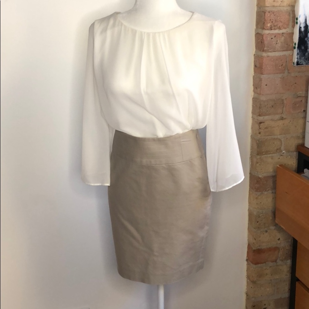 Banana Republic Khaki Tan Pencil Work Skirt 0
